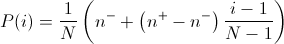 P(i)=\frac{1}{N}\left(n^{-}+\left(n^{+}-n^{-}\right)\frac{i-1}{N-1}\right)